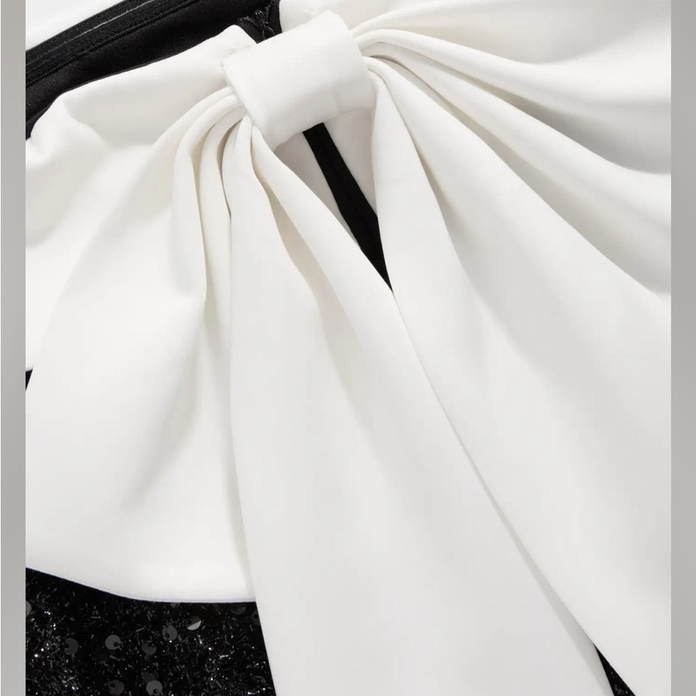 Cider SEQUIN OFF-SHOULDER SOLID BOWKNOT MINI DRES… - image 10